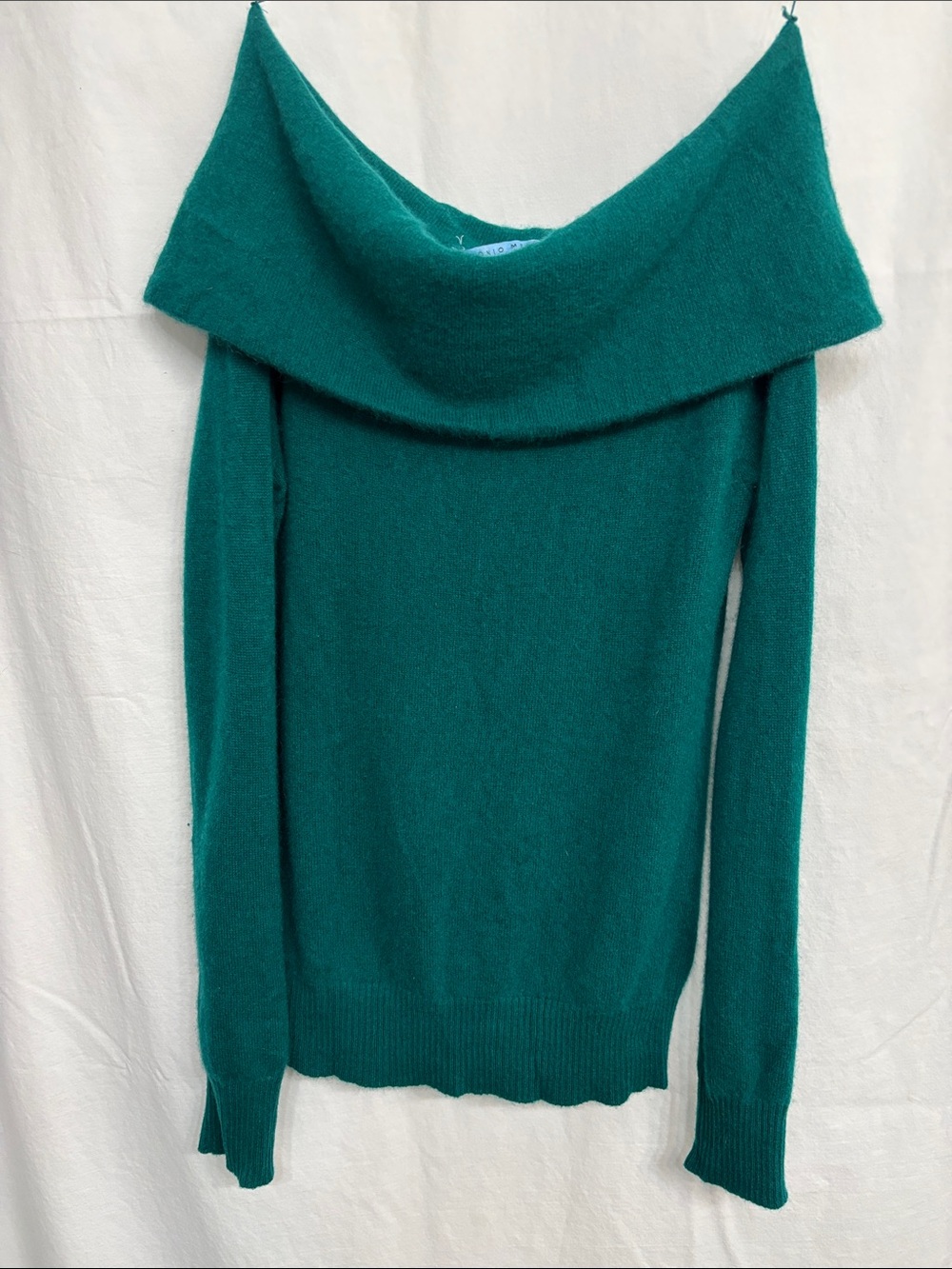 ANTONIO MELANI Emerald Green Cashmere Off-the-Shoulder Women’s Sweater